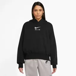 NIKE Damen Kapuzensweat W NSW AIR FLC HOODIE, BLACK/BLACK/WHITE, XL