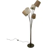 Design Stehleuchte LEVELS weiß beige braun mit 5 Leinen Schirmen Stehlampe Wohnzimmerleuchte Leselampe