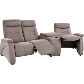 exxpo - sofa fashion "Ascoli, Kinosofa mit hohem Sitzkomfort, bequeme Armlehnen", grau (taupe), B:251cm H:106cm T:99cm, NaturLEDER (echtes Rindsleder) in Sitz und Rücken.