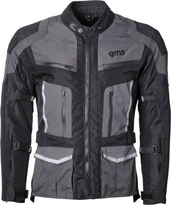 GMS-Moto Tigris, Textiljacke wasserdicht - Schwarz/Grau - 7XL