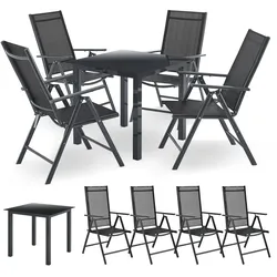 Vorbestellung: Juskys Aluminium Gartengarnitur Milano Gartenmöbel Set mit Tisch und 4 Stühlen Dunkel-Grau