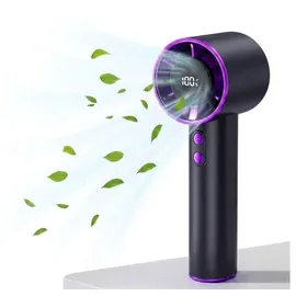 Montegoni Handventilator Tragbarer Mini USB Ventilator, Handventilator USB Ventilator, Starke Windleistung, Digitaldisplay, leise & USB-aufladbar grau