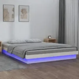 vidaXL Bettgestell mit LED 160 x 200 cm weiß