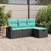 vidaXL Garten-Lounge-Set 4-tlg. schwarz