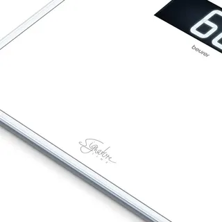 Beurer GS 410 white Signature Line Glas-/Personenwaage, mit extra großer Trittfläche aus superweißem Sicherheitsglas, stylischem Schwarz-Display im XXL-Format und Tragkraft bis 200 kg