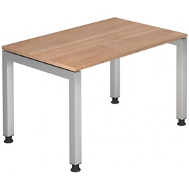 Hammerbacher JS12 höhenverstellbarer Schreibtisch nussbaum rechteckig, 4-Fuß-Gestell silber 120,0 x 80,0 cm