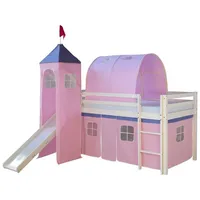 Homestyle4u Hochbett 2561 90 x 200 cm Kiefer massiv weiß rosa