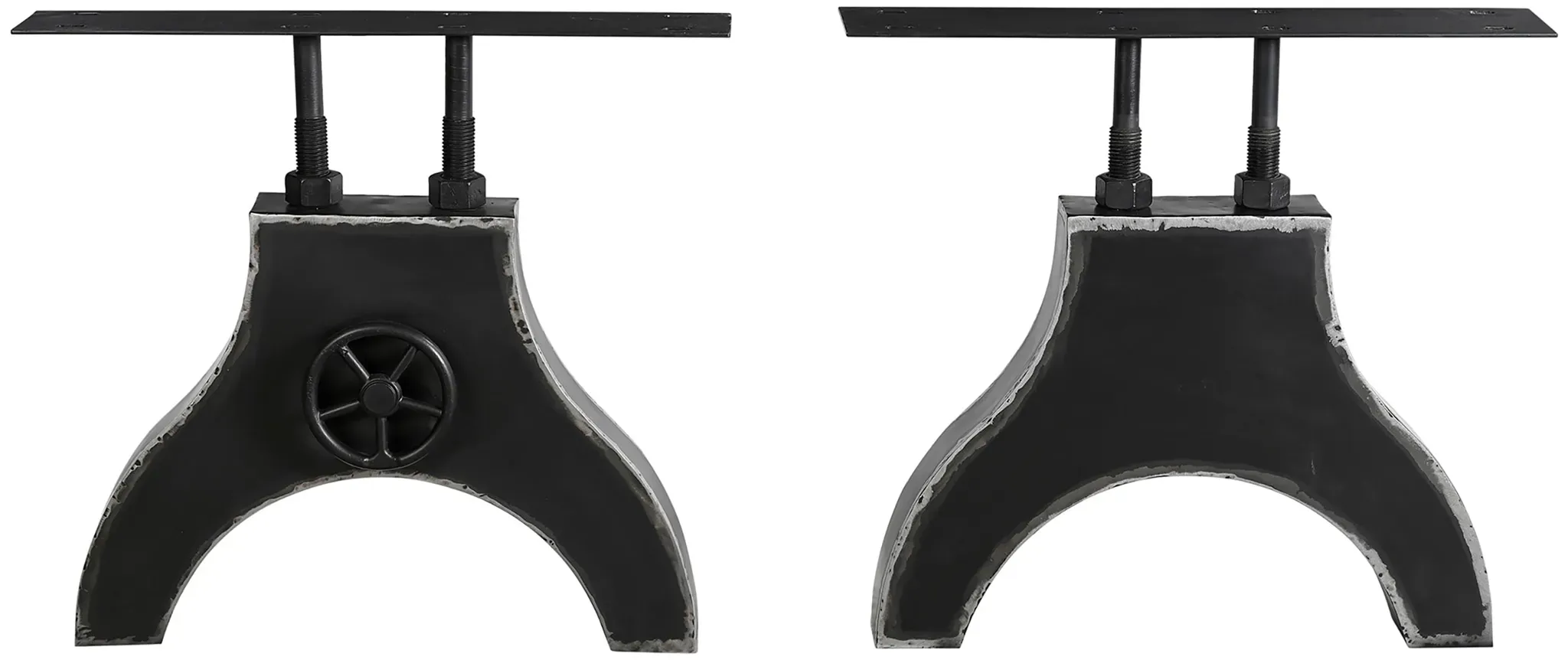 Tischbein SIT, grau (antikschwarz), B:70cm H:72cm T:12cm, Tischbeine, Tischbein, mit Dekor-Kurbelrad