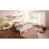 OTTO home Schlafzimmer-Set OTTO HOME "Konrad', komplettes Schlafzimmer mit großem Schrank", gelb (weiß, honigfarben), Schlafzimmermöbel-Sets, mit 5-trg. Kleiderschrank, Bett 180/200 cm und 2 Nachttischen