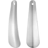 HJZHII 2 Stück Schuhlöffel Klein, 16 cm Kurz Schuhanzieher Edelstahl mit Aufhängelöchern Metall Schuhlöffel Schuhloeffel Unterwegs Schuhhelfer zum Anziehen für Männer Frauen und Senioren - 16