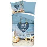 PURE luxury collection Wendebettwäsche »Beach heart«, Trocknet schnell, Blau