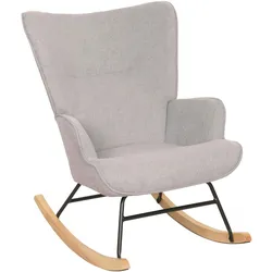 Mendler Schaukelstuhl HWC-N14, Schwingstuhl Relaxsessel Fernsehsessel, Massiv-Holz Metall Stoff/Textil 320g/m2 ~ hellgrau