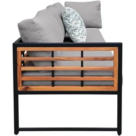 Konifera Gartenlounge-Set KONIFERA "Lamia", schwarz (braun, schwarz,), Massivholz, Stahl, Sitzmöbel-Sets, Stahl, Akazienholz, verschiedene Stellmöglichkeiten, Loungeset