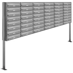 AL Briefkastensysteme 48 Fächer Premium Edelstahl Stand Briefkasten Anlage für Post A4 modern, robust, wetterfest, Artikelnummer: 132V48S6