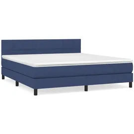 vidaXL Boxspringbett mit Matratze Blau 180x200 cm Stoff