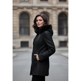 Hollert German Leather Fashion Lammfellmantel - KATE - Größe: XXL | Farbe: Schwarz - Schwarz - XXL