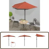 Vidaxl - Balkon-Sonnenschirm Alu-Mast Terrakotta 270x144x222cm Halbrund - Balkonschirm - Sonnenschutz - Gartensorgen - Terracotta - Aluminiumschirm