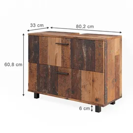Vicco Waschbeckenunterschrank 2 Schubladen 80 x 60,8 x 33 cm Braun