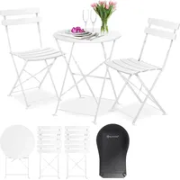 Kesser KESSER® Bistroset 3-teilig Bistrotisch mit 2 klappbaren Stühle Set Balkonset Balkonmöbel Klapp-Möbel Gartenset Sitzgarnitur Gartengarnitur Gartenmöbel Sitzgruppe Metall Bistro Gartentisch inkl. Abdeckung