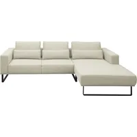 Ecksofa MUSTERRING "JustB PM100", beige (nature), B:292cm H:88cm T:185cm, 100% Polyester, Sofas, Ecksofa, Modernes Design mit schwarzen Metallkufen und 292 cm Breite - 6 Farben