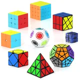 Vdealen Zauberwürfel Set, Speed Cube von 2x2 3x3 4x4 Pyramide Skewb Megaminx Infinity Fisher Zauberwürfel Original, Magic Cube Würfel Puzzle, Geschenk für Kinder Teenager Erwachsene(9er Pack)