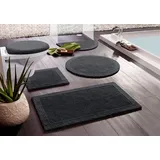 OTTO home Badematte Kapra 1, Badvorleger, Badezimmer Teppich, Höhe 14 mm, beidseitig nutzbar, strapazierfähig, fußbodenheizungsgeeignet, Baumwolle, rund, mit Bordüre, Badteppich, Badematte, Baumwolle schwarz rund | Ø 80 cm x 14 mm