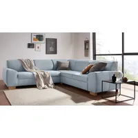 Ecksofa DOMO COLLECTION "Incanto kubische Formensprache, komfortabel, flache Armlehnen, L-Form", blau (eisblau), B:260cm H:81cm T:260cm, Sofas, wahlweise mit Bettfunktion