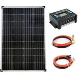 solartronics Komplettset 1x100 Watt Monokristallin 5-Busbars 20A Laderegler 12V / 24V Kabel Photovoltaik