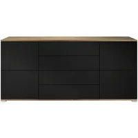 Vladon Sideboard, Schwarz, Holzwerkstoff, 166.5x75.5x35 cm, Wohnzimmer, Kommoden &