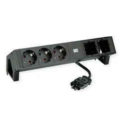Bachmann DESK2 3xCEE7/3 2xCM Strom 0.2m GST18 RAL9005 - Steckdosenleiste