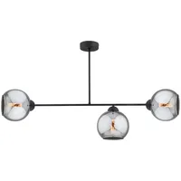 KAR LIGHTING Deckenleuchte 3-flammig aus Metall und Glas in Schwarz, mit seitlich ausgerichteten Schirmen, höhenverstellbar | E27 | LED geeignet | Deckenlampe für Wohnzimmer, Küche, Büro