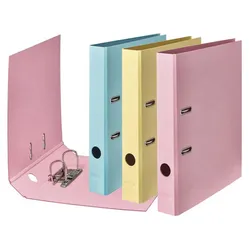 FALKEN Ordner Rückenbreite 5 cm DIN A4 Karton Vanille-Gelb, Flamingo-Pink, Himmel-Blau