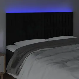 vidaXL LED Kopfteil Schwarz 180x5x118/128 cm Samt