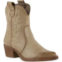 VAN HILL Damen Stiefeletten Cowboy Boots 835978, Farbe: Khaki