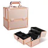 Kosmetikkoffer Schminkkoffer Leer Make up Koffer Nagelkoffer Beauty Case Friseurkoffer Beauty Koffer,Innenfutter Rosegold