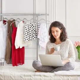 Relaxdays Kleiderständer auf Rollen 95-165 x 94-160 x 0 silber