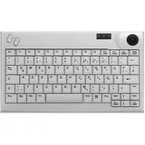 Active Key Industry 4.0 Mini Trackball Keyboard USB Light Grey (DE, Kabelgebunden), Tastatur, Weiss, Grau
