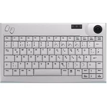 Active Key Industry 4.0 Mini Trackball Keyboard USB Light Grey (DE, Kabelgebunden), Tastatur, Weiss, Grau