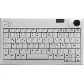 Active Key Industry 4.0 Mini Trackball Keyboard USB Light Grey (DE, Kabelgebunden), Tastatur, Weiss, Grau