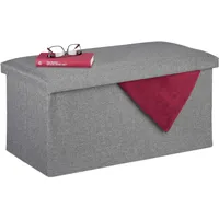 Relaxdays Truhenbank Gepolstert Grau 38 x 76,5 x 38,5 cm