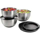 Genius Edelstahl Schüssel-Set Schwarz/Silber 6-tlg.
