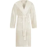 Vossen Unisex-Bademantel Lynn, Langform, Wirkvelours, Kapuze, Gürtel, für Damen & Herren, mit Kapuze, aus Microfaser weiß XXL