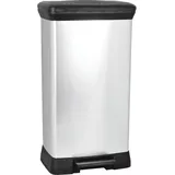 Curver Metall-Mülleimer mit Pedal, Abfalleimer, Silber