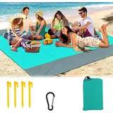 Stranddecke Sandfrei 210 x 200 cm, wasserdichte Strandmatte, Outdoor Decke Ultraleicht Picknickdecke, Sanddicht, Tragbare Stranddecke, mit Aufbewahrungstasche & Kompakt für Strand, Picknick