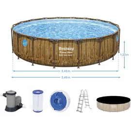 BESTWAY Power Steel Swim Vista Series Frame Pool rund Set 549 x 122 cm inkl. Filterpumpe