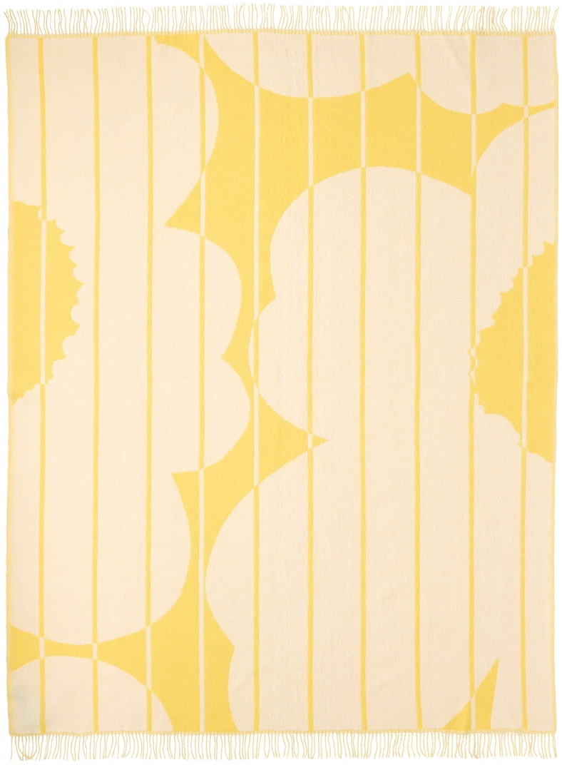 Marimekko - Vesi Unikko Wolldecke, 140 x 180 cm, spring yellow / ecru