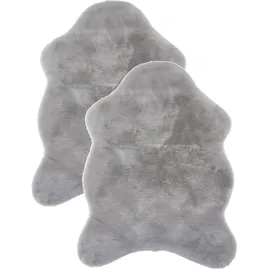 Astra "Elda, Kunstfell", silber (silberfarben), B:40cm H:13mm L:60cm, Kunstfaser, Teppiche, Fellteppich, Dekofell im 2 er Set, kuschelweich, Wohnzimmer, Kinderzimmer