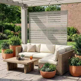casa.pro Garten-Paravent 180 x 120 cm Knoblauchbeige Stahl