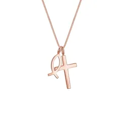 Elli Panzerkette Kreuz Fisch Symbol Religion 925er Silber 55 Damen 