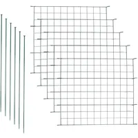 EINFEBEN Teichzaun Drahtzäune Gartenzaun 11tlg Set Zaun Teich mit 5 Zaunelemente und 6 Befestigungsstaeben, Metallzaun Gruen, Gitterzaun, Gartenza... - Weiß